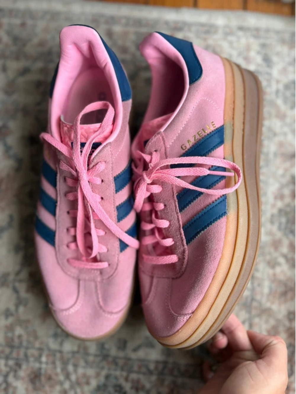 Womens Pink Platform Adidas Gazelles Size 8.5 USA